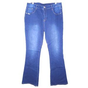 Boutique Stretch Flare Bootcut Denim Jean Dark Wash Blue Plus sz XXL
